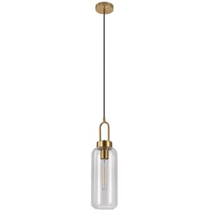 Homeshop Pendel Pendel i cylinderformet klar glas og messingfatningn150 cm stofledning Pære: E27/40W - 6406110