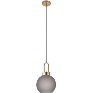 Homeshop Pendel Pendel i kugleformet mat smokey glas og messingfatningn150 cm stofledning Pære: E27/40W - 6406105