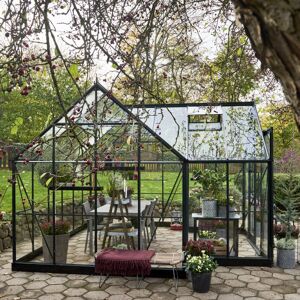 Halls Garden Room grøn 12,9 m² m/3 mm hærdet glas - Drivhus-Orangeri