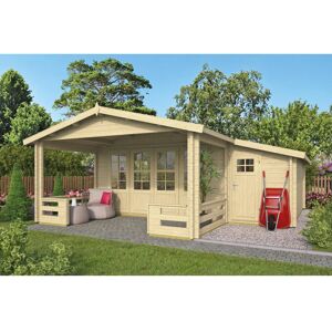 HytteExperten Santa Clarita med side tilbygning Bjælkehytte - 58 mm - 407006N - 25,96 m²