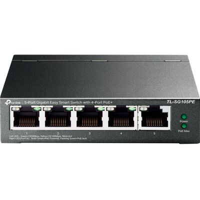 TP-Link TL-SG105PE netværksswitch Administreret L2 Gigabit Ethernet (10/100/1000) Strøm over Ethernet (PoE) Sort TP-Link TL-SG105PE netværksswitch Administreret L2 Gigabit Ethernet (10/100/1000) Strøm over Ethernet (PoE) Sort