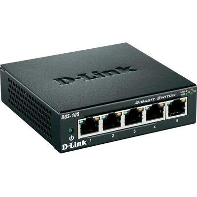 D-Link DGS-105 Ikke administreret L2 Gigabit Ethernet (10/100/1000) Sort, Switch D-Link DGS-105 Ikke administreret L2 Gigabit Ethernet (10/100/1000) Sort, Switch