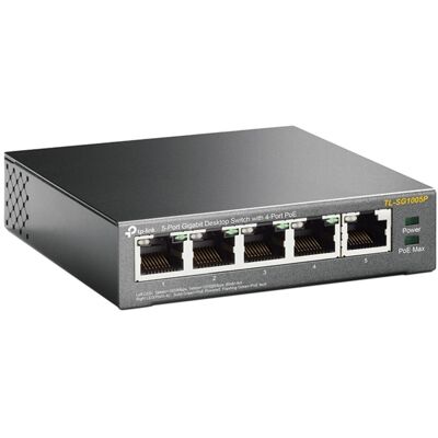 TP-Link TL-SG1005P Ikke administreret Gigabit Ethernet (10/100/1000) Strøm over Ethernet (PoE) Sort, Switch TP-Link TL-SG1005P Ikke administreret Gigabit Ethernet (10/100/1000) Strøm over Ethernet (PoE) Sort, Switch