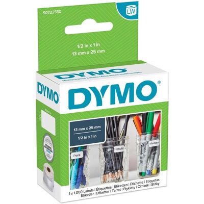 Dymo Ægte LabelWriter Små Multifunktionsetiketter 13 mm x 25 mm Selvklæbende Rulle med 1000 Nemme at afpil Til LabelWriter etiketprintere Fremstillet i Europa Dymo Ægte LabelWriter Små Multifunktionsetiketter 13 mm x 25 mm Selvklæbende Rulle med 1000 Nemme at afpil Til LabelWriter etiketprintere Fremstillet i Europa
