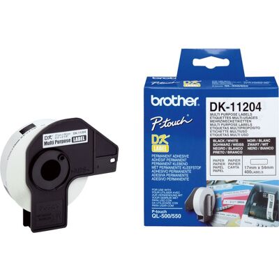Brother DK-11204 etiketbånd Sort på hvid, Tape Brother DK-11204 etiketbånd Sort på hvid, Tape