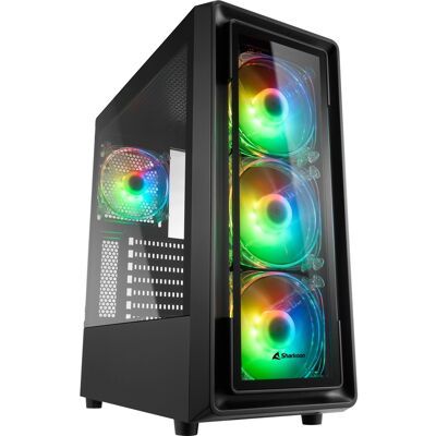 Sharkoon TK4 RGB Midi Tower Sort, Towerkabinet Sharkoon TK4 RGB Midi Tower Sort, Towerkabinet