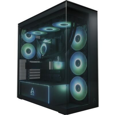 Arctic Xtender Black (Tinted Glass) Midi Tower Sort, Towerkabinet Arctic Xtender Black (Tinted Glass) Midi Tower Sort, Towerkabinet