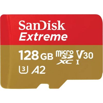 SanDisk Extreme 128 GB MicroSDXC UHS-I Klasse 10, Hukommelseskort SanDisk Extreme 128 GB MicroSDXC UHS-I Klasse 10, Hukommelseskort