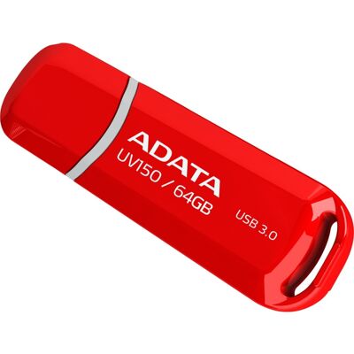ADATA 64GB DashDrive UV150 USB-nøgle USB Type-A 3.2 Gen 1 (3.1 Gen 1) Rød, USB-stik ADATA 64GB DashDrive UV150 USB-nøgle USB Type-A 3.2 Gen 1 (3.1 Gen 1) Rød, USB-stik