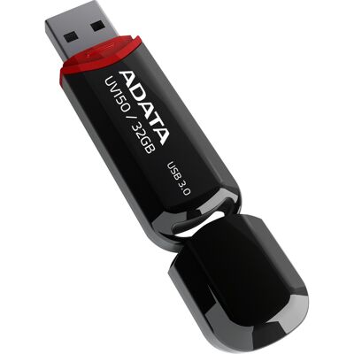 ADATA AUV150-32G-RBK USB-nøgle 32 GB USB Type-A 3.2 Gen 1 (3.1 Gen 1) Sort, USB-stik ADATA AUV150-32G-RBK USB-nøgle 32 GB USB Type-A 3.2 Gen 1 (3.1 Gen 1) Sort, USB-stik