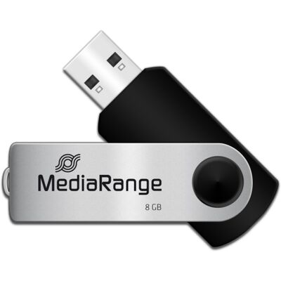 MediaRange MR908 USB-nøgle 8 GB USB Type-A 2.0 Sort, Sølv, USB-stik MediaRange MR908 USB-nøgle 8 GB USB Type-A 2.0 Sort, Sølv, USB-stik
