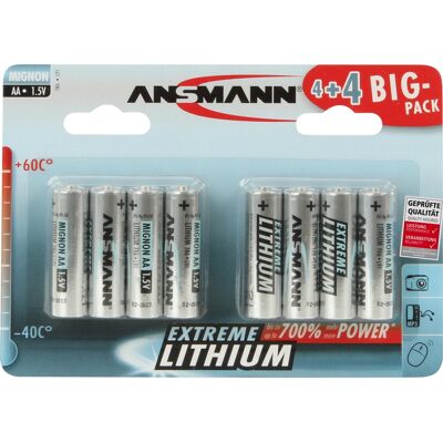 Ansmann 4+4 Lithium AA Engangsbatteri Ansmann 4+4 Lithium AA Engangsbatteri