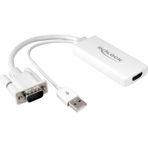 Delock 62460 videokabel adapter 0,25 m HDMI Type A (Standard) VGA (D-Sub) + USB Hvid