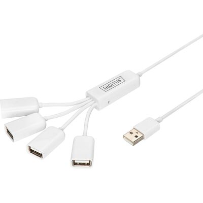 Digitus Slim Spider USB-hub, USB-A 2.0 stik > 4x USB-A stik, USB hub Digitus Slim Spider USB-hub, USB-A 2.0 stik > 4x USB-A stik, USB hub