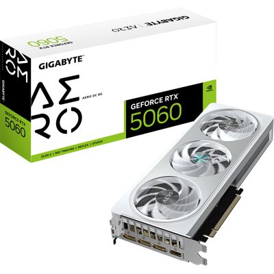 Gigabyte GeForce RTX 5060 AERO OC 8G NVIDIA 8 GB GDDR7, Grafikkort Gigabyte GeForce RTX 5060 AERO OC 8G NVIDIA 8 GB GDDR7, Grafikkort