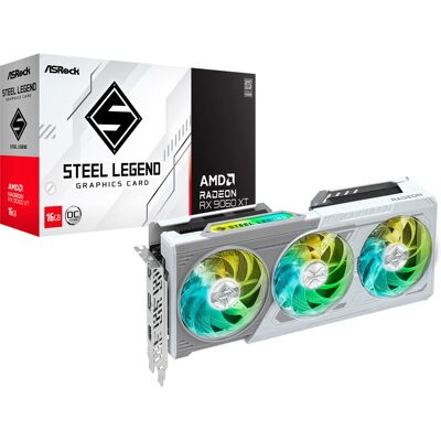 ASRock Radeon RX 9060 XT STEEL LEGEND OC 16GB, Grafikkort ASRock Radeon RX 9060 XT STEEL LEGEND OC 16GB, Grafikkort