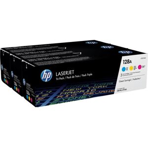 HP 128A Pakke med 3 stk., cyan/magenta/gul, originale blækpatroner, Toner