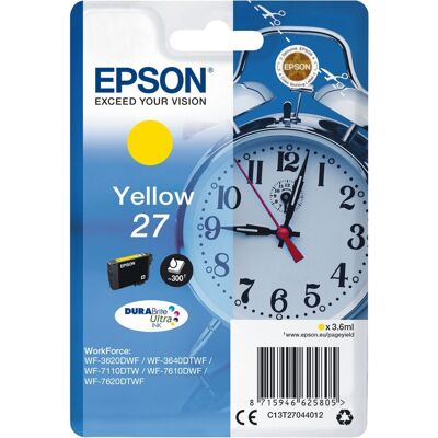Epson Alarm clock C13T27044012 blækpatron 1 stk Original Standard udbytte Gul Epson Alarm clock C13T27044012 blækpatron 1 stk Original Standard udbytte Gul