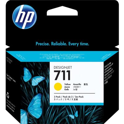 HP 711 DesignJet-blækpatroner med 29 ml, 3 stk., gul HP 711 DesignJet-blækpatroner med 29 ml, 3 stk., gul
