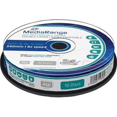 MediaRange MR468 tom DVD 8,5 GB DVD+R DL 10 stk, DVD tomme medier MediaRange MR468 tom DVD 8,5 GB DVD+R DL 10 stk, DVD tomme medier