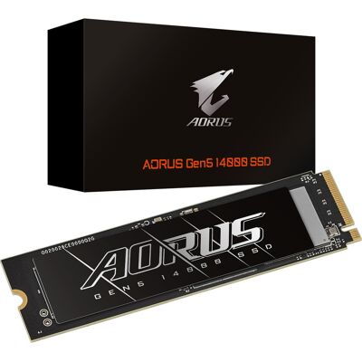 Gigabyte AORUS Gen5 14000 1 TB M.2 PCI Express 5.0 NVMe 3D TLC NAND, Solid state-drev Gigabyte AORUS Gen5 14000 1 TB M.2 PCI Express 5.0 NVMe 3D TLC NAND, Solid state-drev