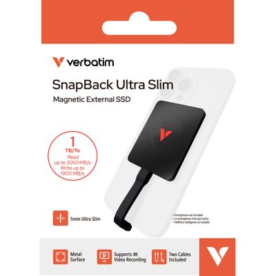 Verbatim SnapBack Ultra Slim SSD 1 TB, Solid state-drev Verbatim SnapBack Ultra Slim SSD 1 TB, Solid state-drev
