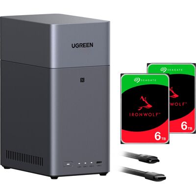 UGREEN DH2300 + 2x 6 TB Seagate IronWolf HDD Pakke, NAS UGREEN DH2300 + 2x 6 TB Seagate IronWolf HDD Pakke, NAS