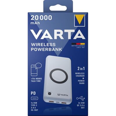 Varta Powerbank 20000mAh Trådløs Opladning - Power Bank Varta Powerbank 20000mAh Trådløs Opladning - Power Bank