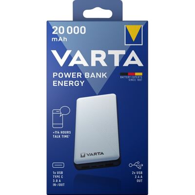 Varta Energy 20000 Lithium polymer (LiPo) 20000 mAh Sort, Hvid, Power Bank Varta Energy 20000 Lithium polymer (LiPo) 20000 mAh Sort, Hvid, Power Bank