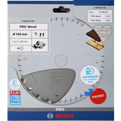 Bosch PRO Wood Trådløs rundsavklinge 165 mm Bosch PRO Wood Trådløs rundsavklinge 165 mm