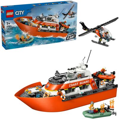 Lego City redningsbåd fra kystvagten med helikopter, Bygge legetøj Lego City redningsbåd fra kystvagten med helikopter, Bygge legetøj