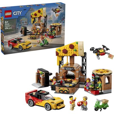 Lego City pizza-leveringsoplevelse med køretøjer, Bygge legetøj Lego City pizza-leveringsoplevelse med køretøjer, Bygge legetøj