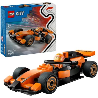 Lego City F1®-kører med McLaren-racerbil, Bygge legetøj Lego City F1®-kører med McLaren-racerbil, Bygge legetøj