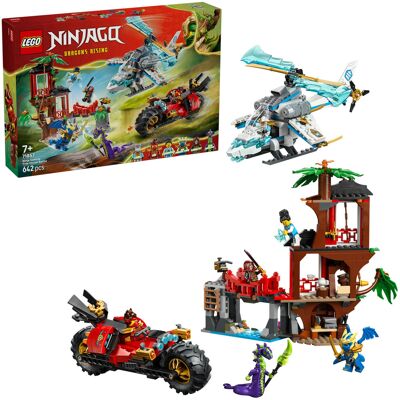 Lego Showdown ved træhuset med ninja-cyklen, Bygge legetøj Lego Showdown ved træhuset med ninja-cyklen, Bygge legetøj