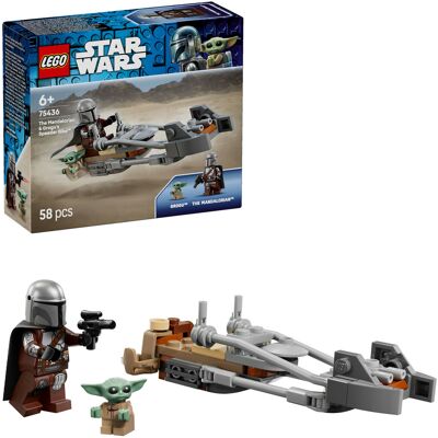 Lego Star Wars Mandalorianeren og Grogu på deres Speeder Bike, Bygge legetøj Lego Star Wars Mandalorianeren og Grogu på deres Speeder Bike, Bygge legetøj