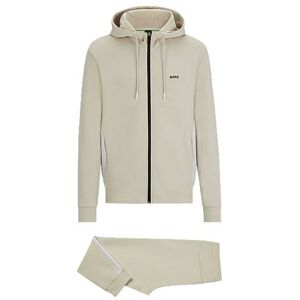 Boss Stretch-cotton tracksuit with fabric contrasts