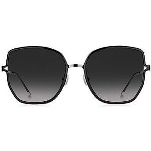 Boss Black-frame sunglasses with forked temples and branded chain