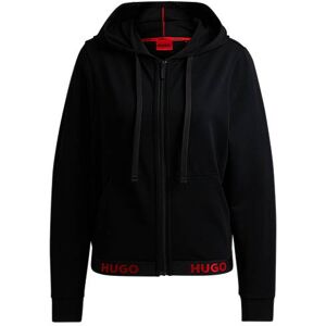 HUGO Cotton-blend zip-up hoodie with logo waistband