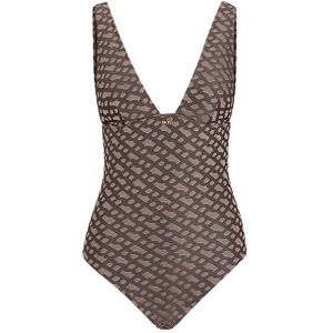 Boss Monogram-jacquard swimsuit with metal logo