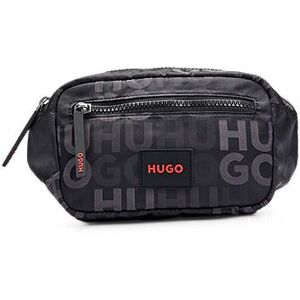 HUGO Stacked-logo-pattern belt bag with branded rubber patch