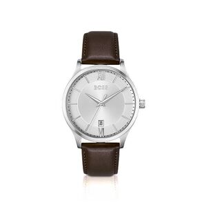 Boss Three-hand watch with brown leather strap