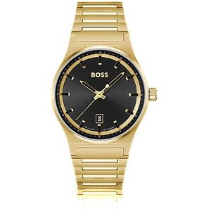 Boss Black-dial watch with gold-tone link bracelet