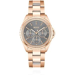 Boss Crystal-detail watch in carnation-gold-tone steel