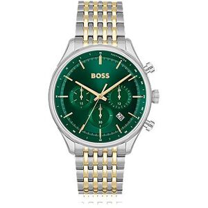 Boss Green-dial chronograph watch with two-tone link bracelet