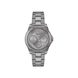 HUGO Grey-plated watch with link bracelet