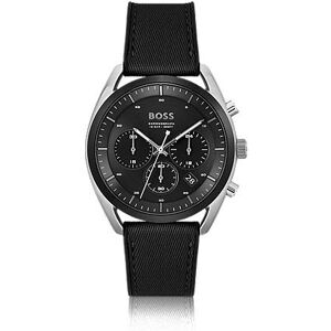 Boss Black-dial chronograph watch with silicone-fabric strap