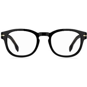 Boss Black-acetate optical frames with signature gold-tone detail