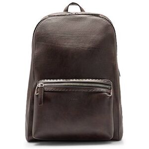 Leather backpack with embossed logo