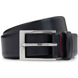 HUGO Grained-leather belt with logo buckle