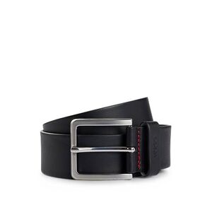 HUGO Grainy embossed-leather belt with brushed metal hardware